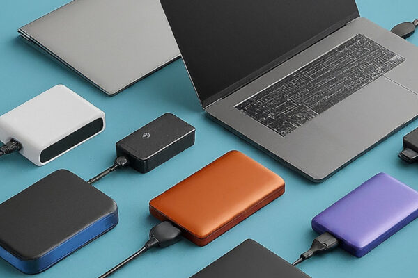 Random external hdd depictions and a laptop