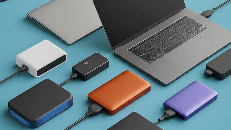 Random external hdd depictions and a laptop