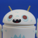 Android robot on blue background